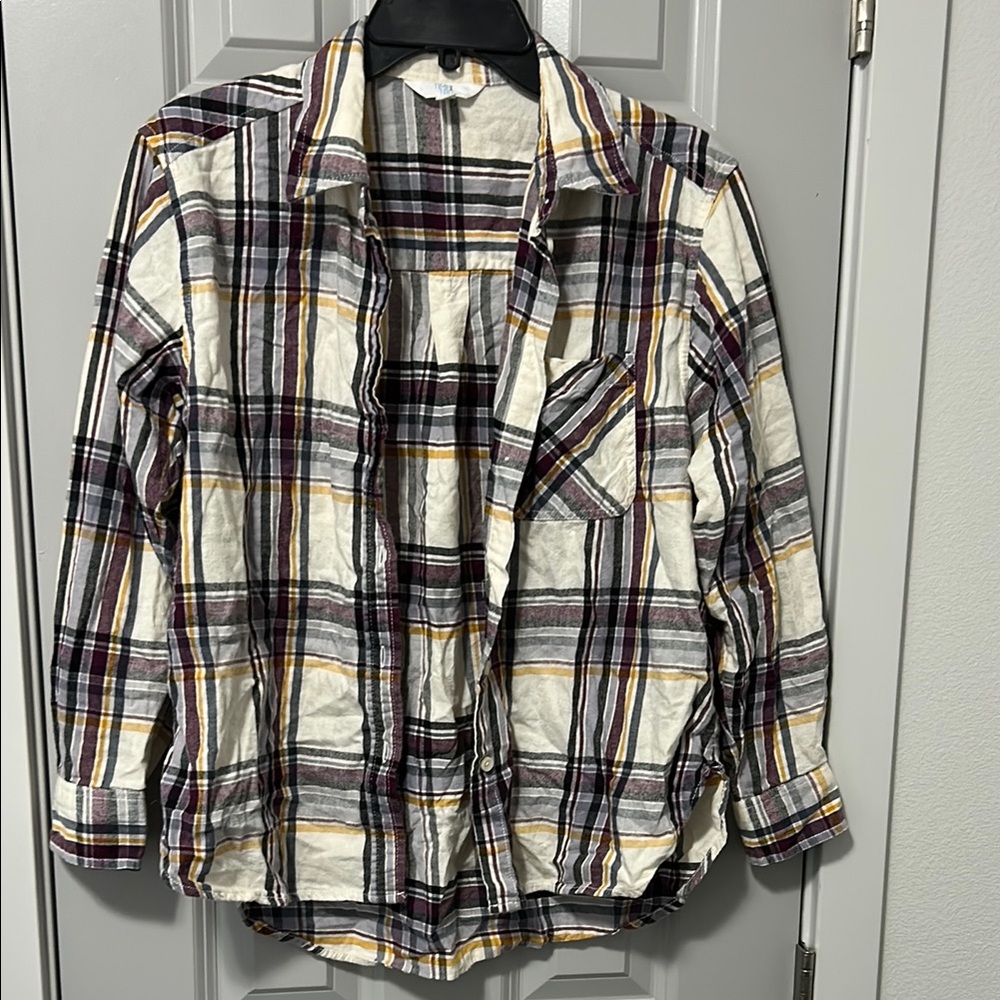 Time and True Plaid Button-Up Shirt
